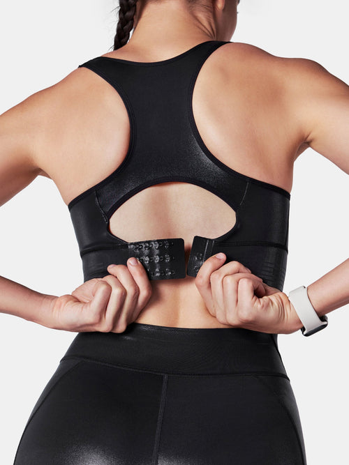 Body Sculpt Glossy Leather Sports Bra, A-D Cups